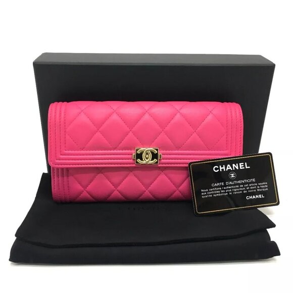 CHANEL Matelasse Boy Chanel Long Wallet (with Coin Compartment) Pink - Picture 2 of 11